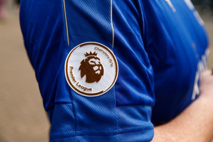 Britain Soccer Football - Leicester City v Everton - Barclays Premier League - King Power Stadium - 7/5/16The Premier League badge on the Leicester City shirt before the matchAction Images via Reuters / Andrew BoyersLivepicEDITORIAL USE ONLY. No use with unauthorized audio, video, data, fixture lists, club/league logos or "live" services. Online in-match use limited to 45 images, no video emulation. No use in betting, games or single club/league/player publications. Please contact your account representative for further details.