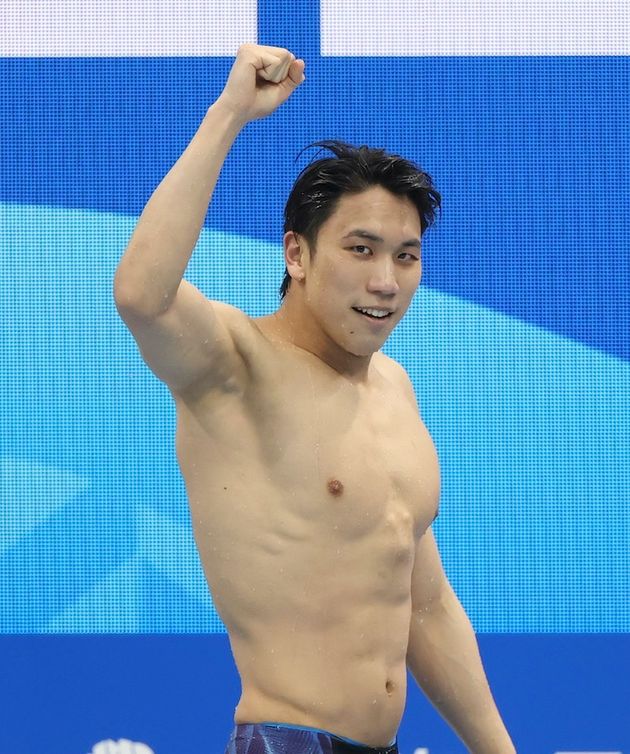 競泳日本選手権、男子200m自由形決勝で優勝した松元克央選手（2021年04月05日撮影）