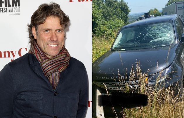 John Bishop and his Land Rover, pictured after Tuesday's chicken-related accident