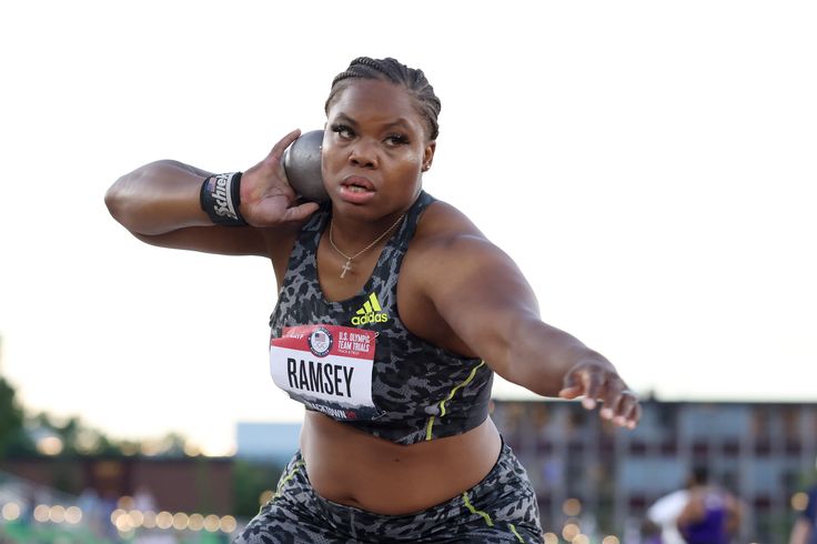 Jessica Ramsey competes in the Women's Shot Put Finals on Day 7 of the 2020 U.S. Olympic Track & Field Team Trials at Hayward Field on June 24, 2021, in Eugene, Oregon. 