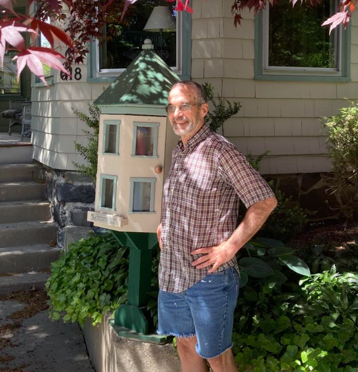 The author in front of his home in Cambridge, Massachusetts.