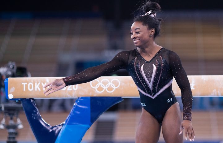 U.S. Olympic gymnast Simone Biles prepares for the Tokyo Games on Thursday. She and other teammates spoke up about the abuse of a USA Gymnastics doctor, Larry Nassar, who is now in prison.