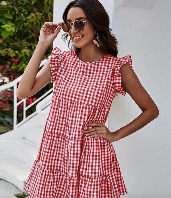 red white gingham dress