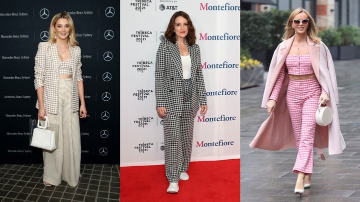 Many celebrities have been rocking the gingham trend in 2021. 