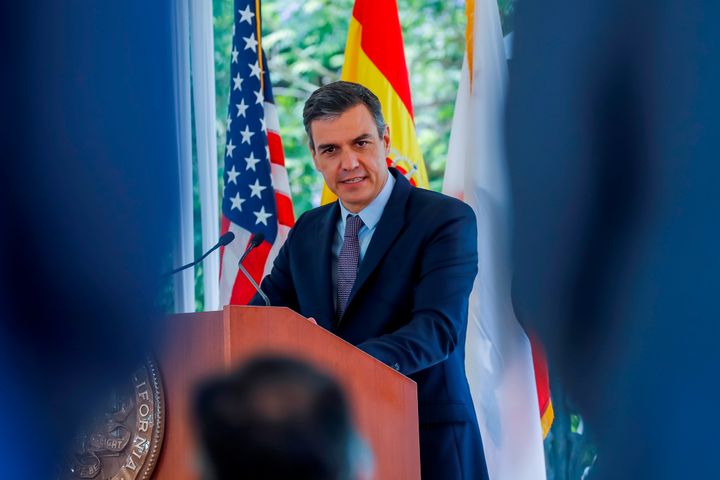 Pedro Sánchez, durante su intervención en la Universidad de Los Ángeles. 