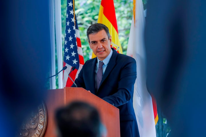 Pedro Sánchez, durante su intervención en la Universidad de Los Ángeles.