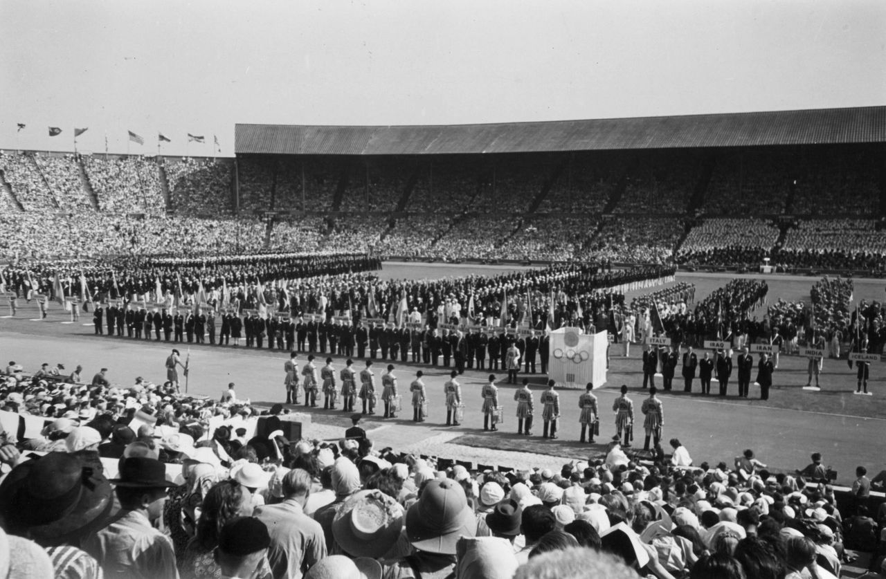 1948 Τελετή έναρξης των Ολυμπιακών Αγώνων στο Λονδίνο στο στάδιο Wembley 