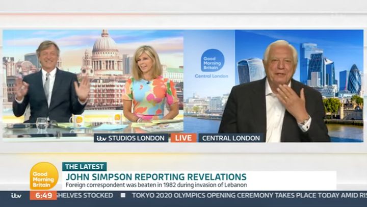 Richard and Kate interviewing John Simpson on GMB
