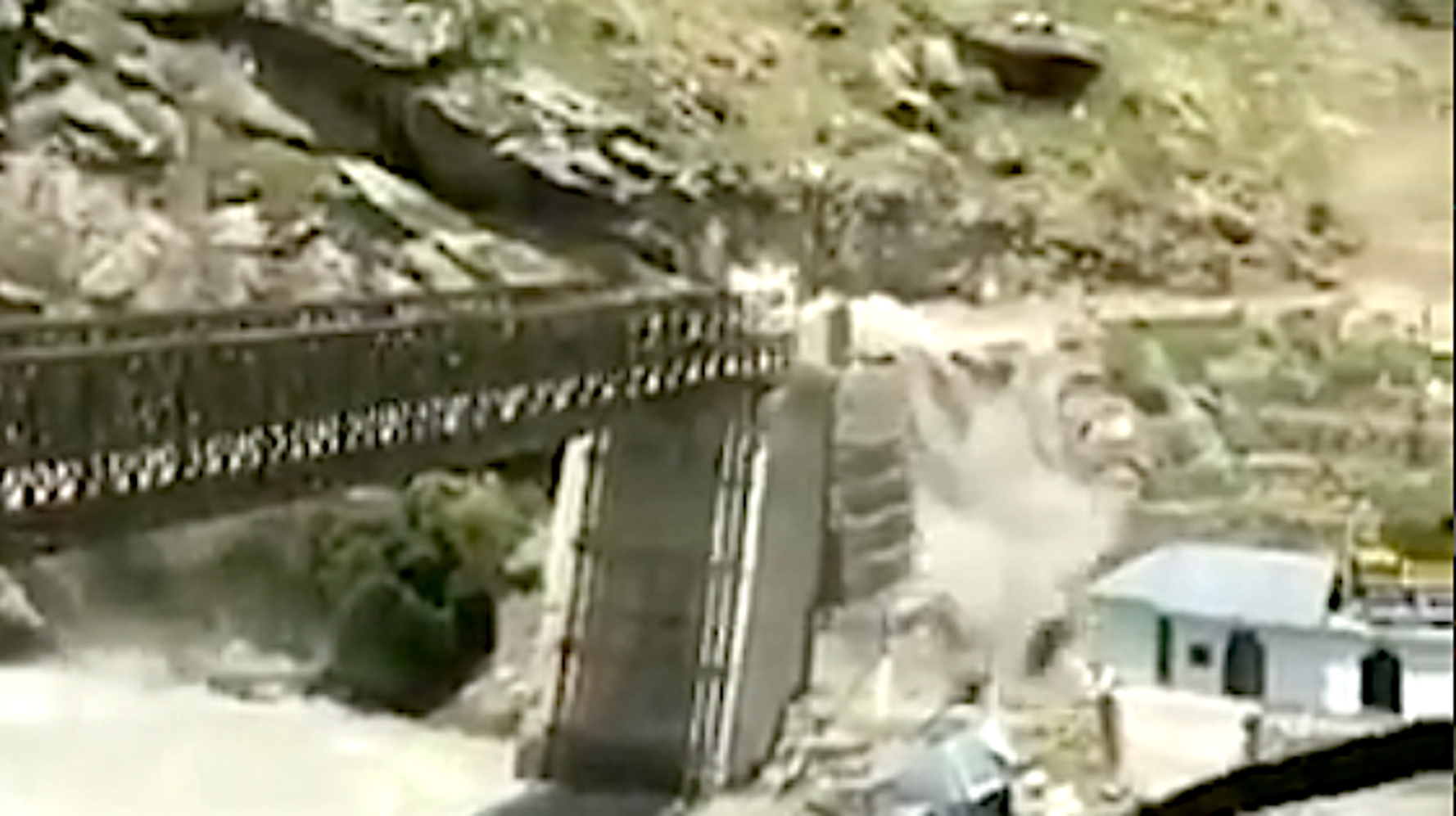 Dramatic Footage Captures Landslide That Collapsed Bridge, Killed Nine In India