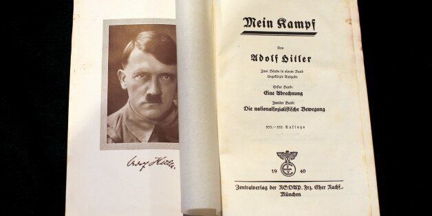 A copy of Adolf Hitler's book "Mein Kampf" (My Struggle) from 1940 is pictured in Berlin, Germany, in this picture taken December 16, 2015. For the first time since Hitler's death, Germany is publishing the Nazi leader's political treatise "Mein Kampf," unleashing a highly charged row over whether the text is an inflammatory racist diatribe or a useful educational tool. REUTERS/Fabrizio Bensch