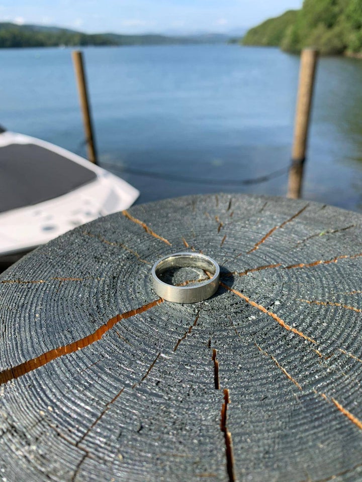 Mick Balchin's wedding ring after it was recovered from Lake Windermere.