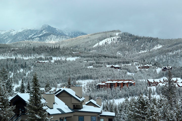 Condos and housing in the mountains around Big Sky Ski Resort.