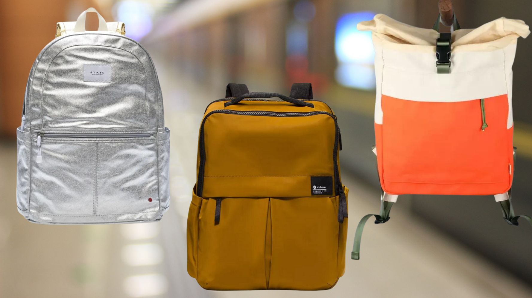 Vegan Leather Laptop Backpack Women Yellow School Backpack 