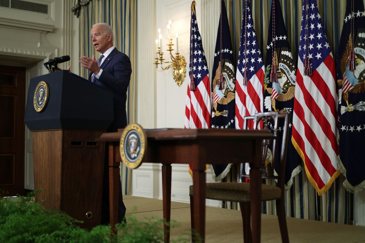 President Joe Biden talks about "promoting competition in the American economy" during a White House event on July 9.