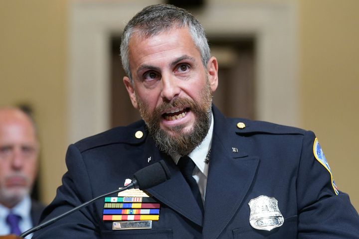 DC Metropolitan Police Department Officer Michael Fanone testifies during the select committee investigation of the Jan. 6 attack on the U.S. Capitol, during its first hearing on July 27.