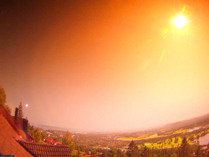 In this photo released by the Norwegian Meteor Network, a view of an unusually large meteor visible in Oslo, Sunday, July 25, 2021, giving a powerful flash of light over Eastern Norway. The Norwegian Meteor Network said that it had analyzed and reviewed the unusually large meteor that visible over large parts of southern Scandinavia and illuminated southeast Norway with a powerful flash of light on Sunday.(Norwegian Meteor Network / NTB via AP)
