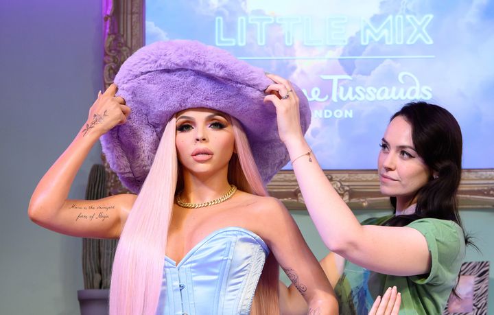 A Madame Tussauds London artist puts finishing touches to Little Mix's figures 