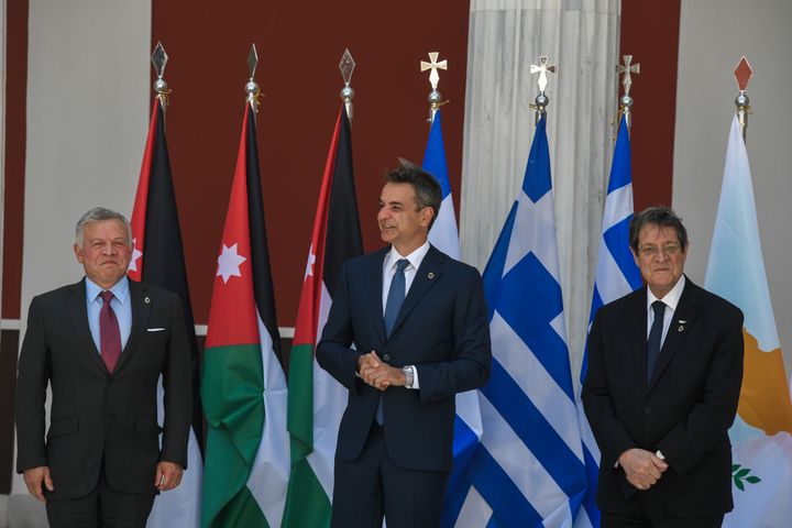 Τριμερής Σύνοδος Κορυφής Ελλάδας - Κύπρου - Ιορδανίας με τη συμμετοχή του Πρωθυπουργού Κυριάκου Μητσοτάκη, του Προέδρου της Κυπριακής Δημοκρατίας Νίκου Αναστασιάδη και του Βασιλιά της Ιορδανίας Abdullah II bin Al-Hussein στο Ζάππειο Μέγαρο, την Τετάρτη 28 Ιουλίου 2021. (EUROKINISSI/ΤΑΤΙΑΝΑ ΜΠΟΛΑΡΗ)