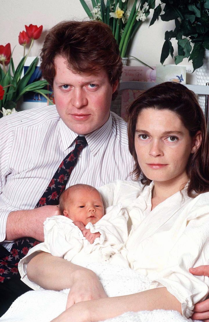 Viscount Althorp and his wife, Victoria, with their baby daughter, Kitty Eleanor Spencer, who was born on Dec. 28, 1990, at St. Mary's Hospital in London.