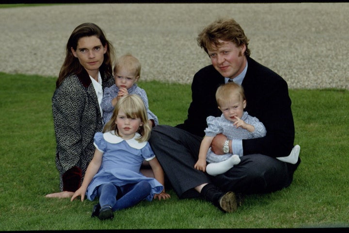 The Spencers with their daughters, Kitty and twins Eliza and Amelia, at a horse show in Northamptonshire.