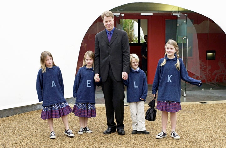 Earl Spencer with his children at the opening of the Princess Of Wales Memorial Playground in Kensington Gardens.