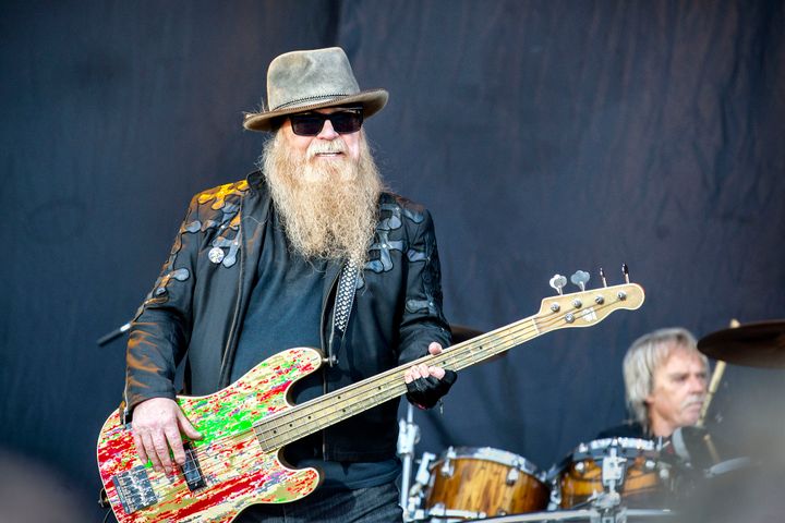 The American rock band ZZ Top performs a live concert during the Swedish music festival Sweden Rock Festival 2019. Here bass player Dusty Hill is seen live on stage. 