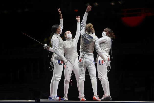 Anita Blaze, Astrid Guyart, Pauline Ranvier et Ysaora Thibus ont formé l'équipe de France de fleuret qui a décroché la médaille d'argent.