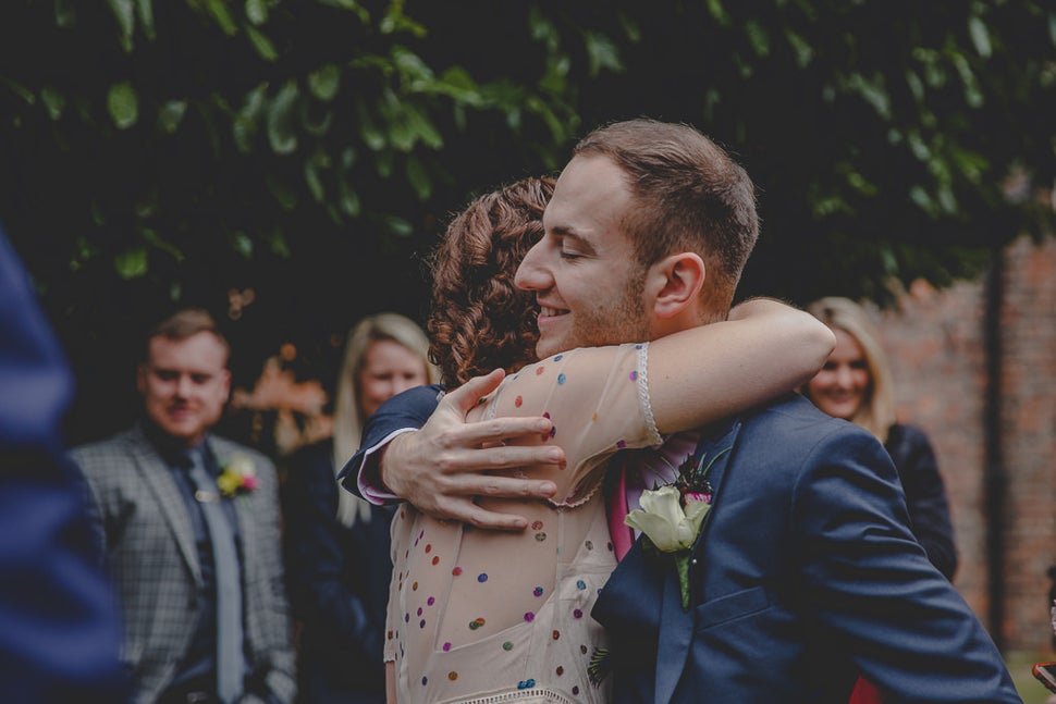 Faye Clayton and her brother Callum, at her wedding in York in January 2020.