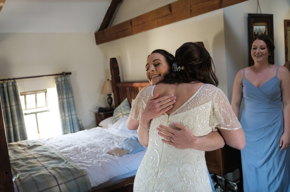 Ruth Barrett with her sister, Ellen, at her wedding in March 2020.