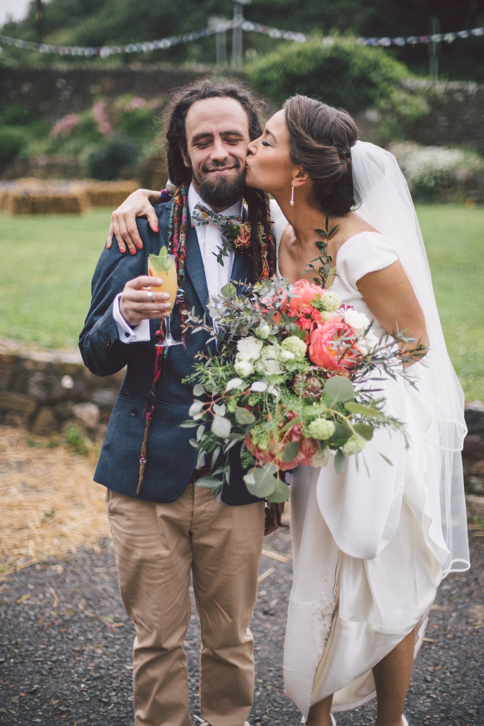 Amber Leach with her brother, Rod, at her wedding in Cornwall in May 2016.