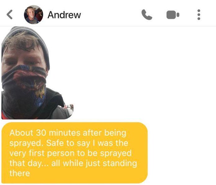 A Bumble user we're calling "Claire" provided HuffPost with screenshots of her conversation with Andrew Taake.