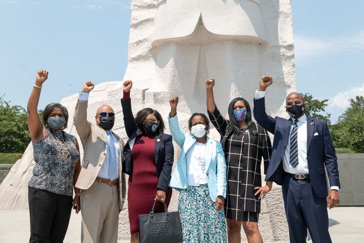 Six of the Texas Democrats who left their state to block a new voting restrictions bill gathered at the Martin Luther King Jr. memorial in Washington this week to call on the Senate to ramp up its efforts to pass a federal voting rights law.