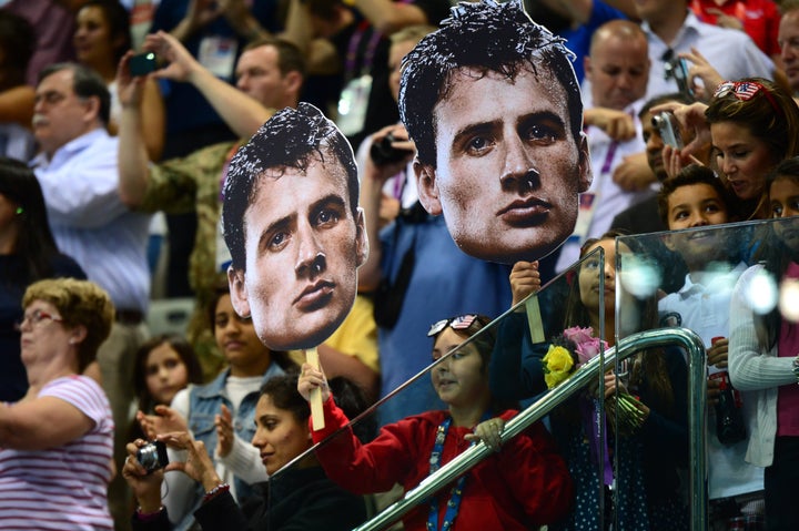 U.S. swimmer and Olympic gold medalist Ryan Lochte probably benefited from fans holding giant placards of his face during the 2012 London Games.