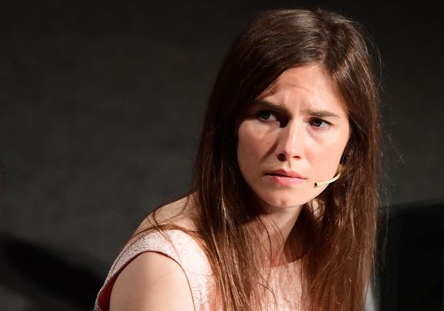 La journaliste et autrice américaine Amanda Knox participant à une table ronde lors du Festival de la justice pénale à l'Université de droit de Modène, dans le nord de l'Italie, le 15 juin 2019.