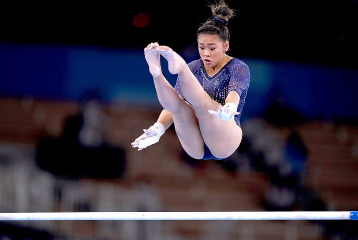 Sunisa Lee scored a 14.500, well below what she often gets on the uneven bars.