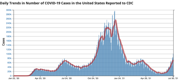 Coronavirus cases have been on the rise in the United States since June.