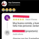 Deja una crítica, dice que falta personal y la respuesta del propietario es para