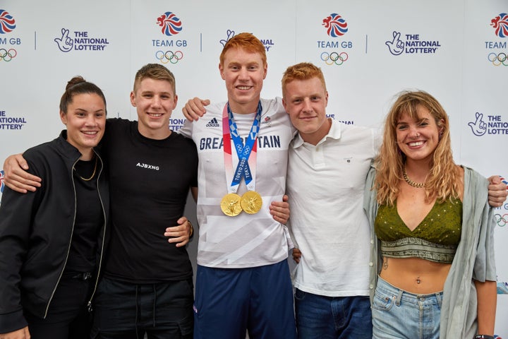 Tom Dean poses with his family.