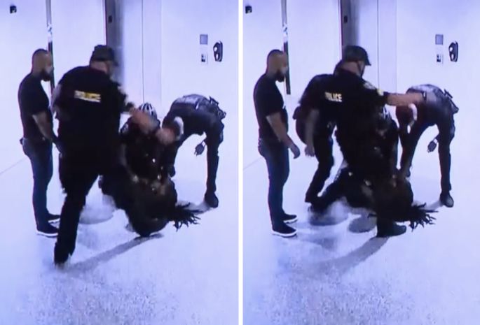 Video shows one of the officers kicking Dalonta Crudup, 24, in his head as he lies on the ground in police custody.