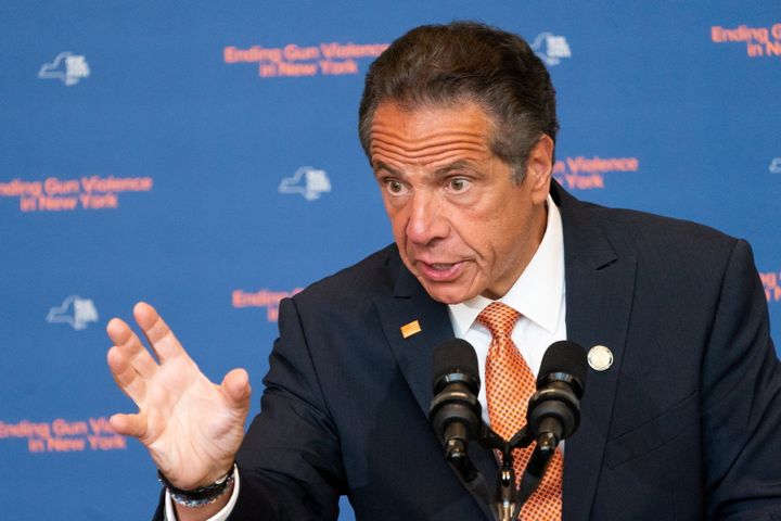New York Gov. Andrew Cuomo speaks during a news conference in July. On Tuesday afternoon, he denied a state attorney general investigation that found he sexually harassed at least 11 women while governor.