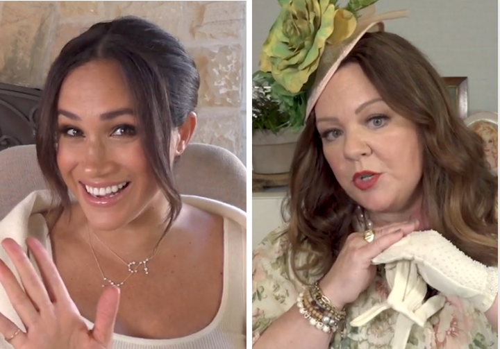 Meghan Markle (left) and Melissa McCarthy in a video showcasing the Duchess's 40x40 initiative.