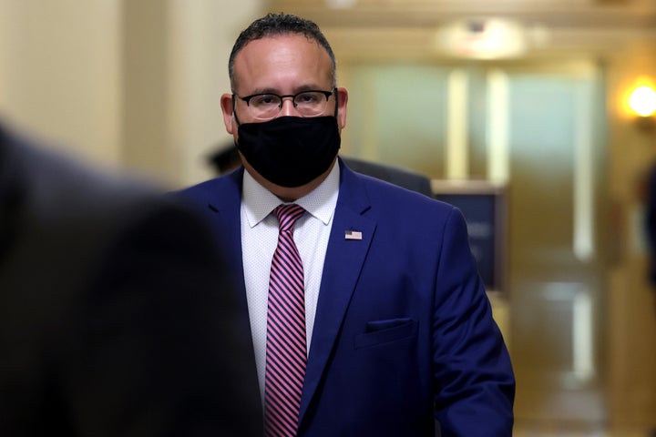 Secretary of Education Miguel Cardona departs from a meeting in the U.S. Capitol Building on Aug. 3 in Washington, D.C. 