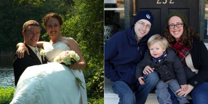 Becky L. McCoy didn't date immediately after her husband, Keith died, but she understood the impulse. Here, they're pictured on their wedding day and with their oldest child.