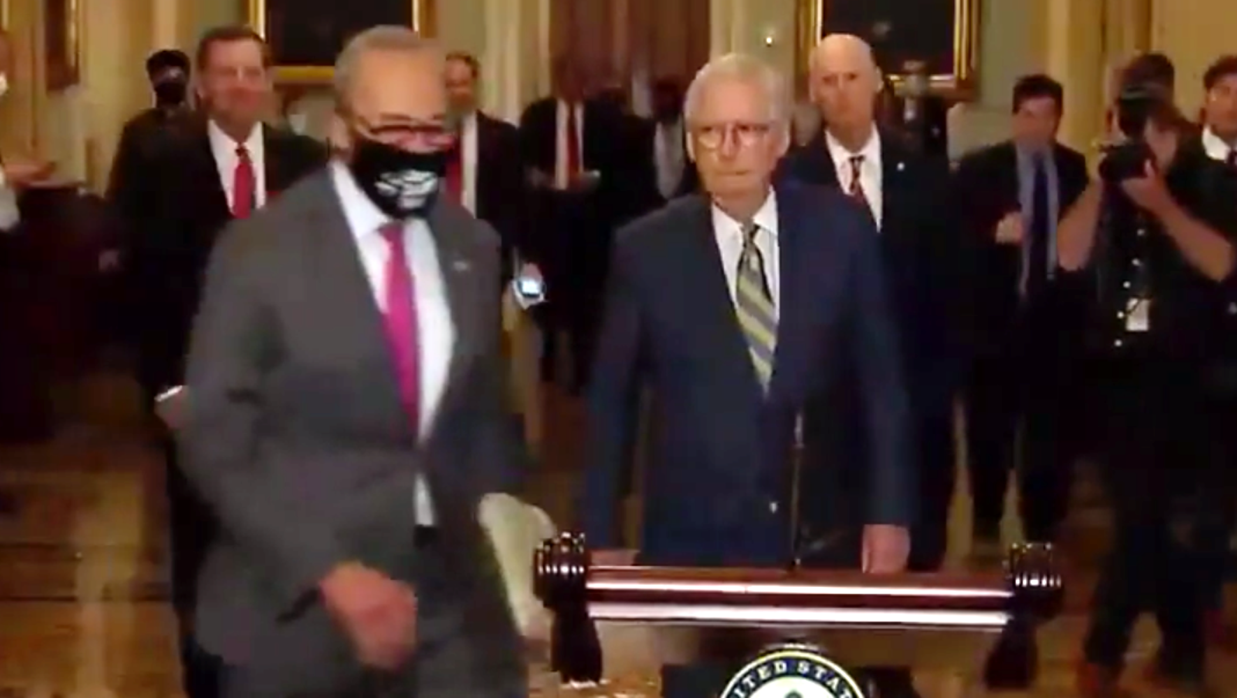 Chuck Schumer Cut In Front Of Mitch Mcconnell And Became A Meme The News Motion Chuck Schumer Cut In Front Of Mitch Mcconnell And Became A Meme The News Motion