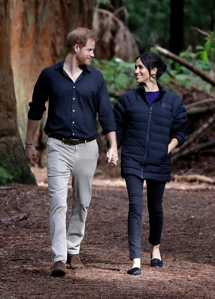 The Duke and Duchess of Sussex visit Redwoods Tree Walk on Oct. 31, 2018 in Rotorua, New Zealand. The Duke and Duchess of Sussex are on the final day of their official 16-day Autumn tour visiting cities in Australia, Fiji, Tonga and New Zealand. 