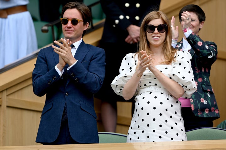 Edoardo Mapelli Mozzi and Princess Beatrice are seen at Wimbledon on July 8 in London.