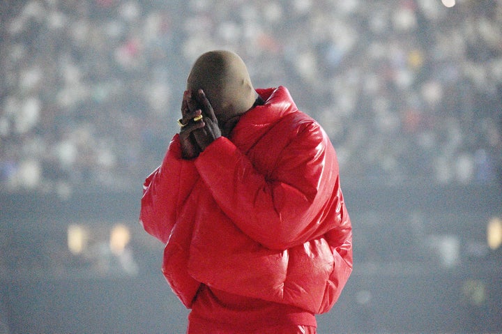 Kanye West at his "Donda by Kanye West" listening at Mercedes-Benz Stadium on July 22 in Atlanta.