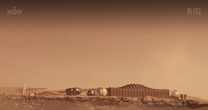This photo provided by ICON and NASA in August 2021 shows a proposal for the Mars Dune Alpha habitat on Mars.