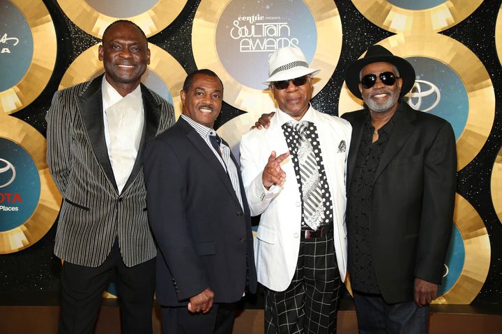 In this Nov 7, 2014 file photo, George Brown, Ronald Bell, Dennis Thomas and Robert 'Kool' Bell of Kool and the Gang arrive 