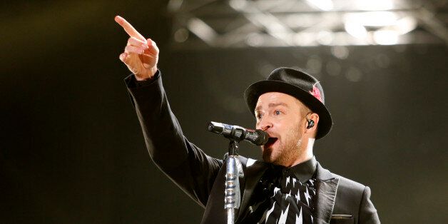 Justin Timberlake performs during a concert at Morocco's annual Mawazine Music Festival, in Rabat, Morocco, Friday, May 30, 2014. (AP Photo /Abdeljalil Bounhar)